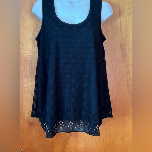 NWT Style & Co. medium black sleeveless tunic with gold/copper stud trim - Picture 1 of 4